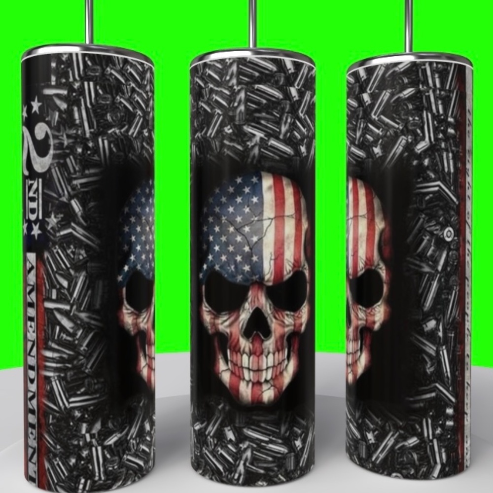 SKULL 2NS AMENDMENT 20 OZ SUBLIMATED TUMBLER